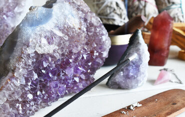 crystals and incense stick